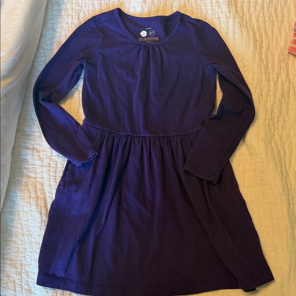 Primary Deep Purple Long-Sleeve Dress